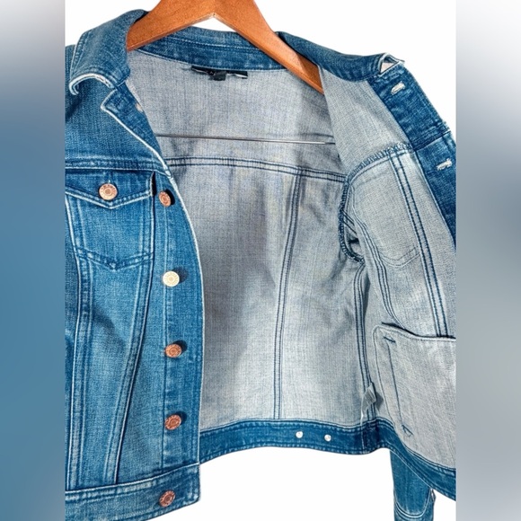 Talbots Petite Stretch Denim Jacket Blue Button Front Classic Medium Wash small - Picture 6 of 9